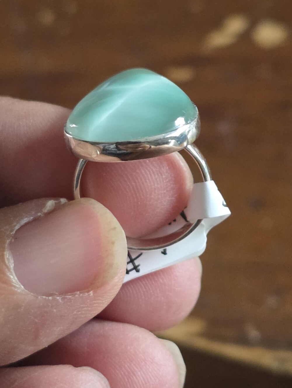 Hemimorfite Teardrop Stone Ring in Silver - Women's Jewelry - Picture 2 of 2
